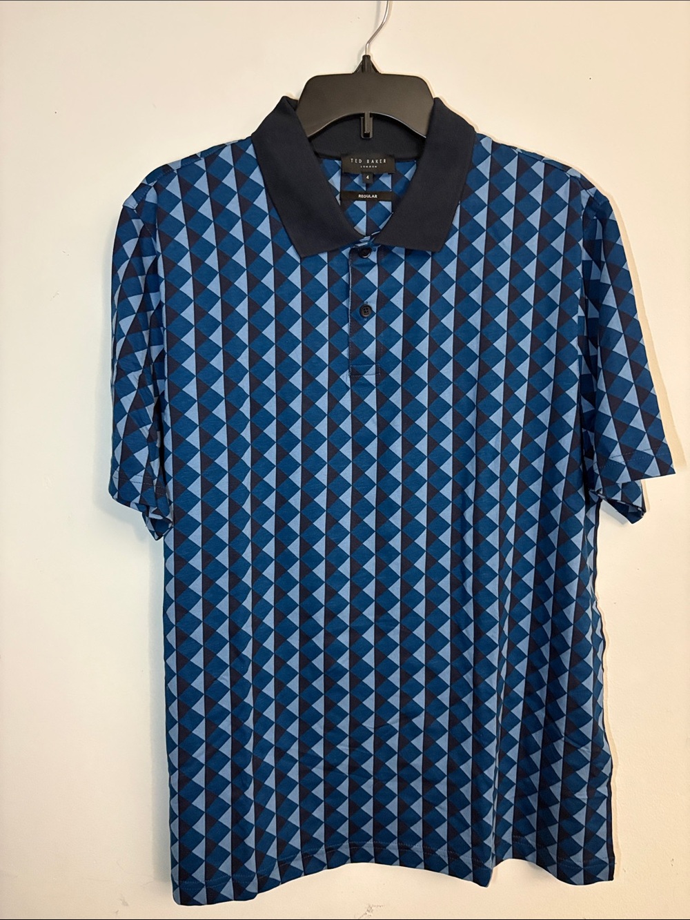 Ted Baker Navy and Blue Geometric Polo